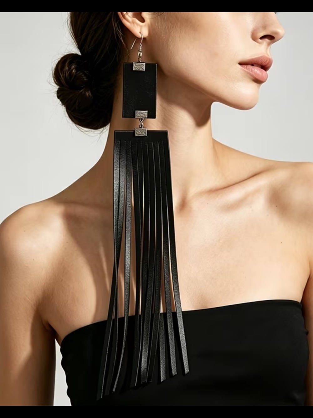 Black Fringe Drop Earrings - Fashion Statement Jewelry